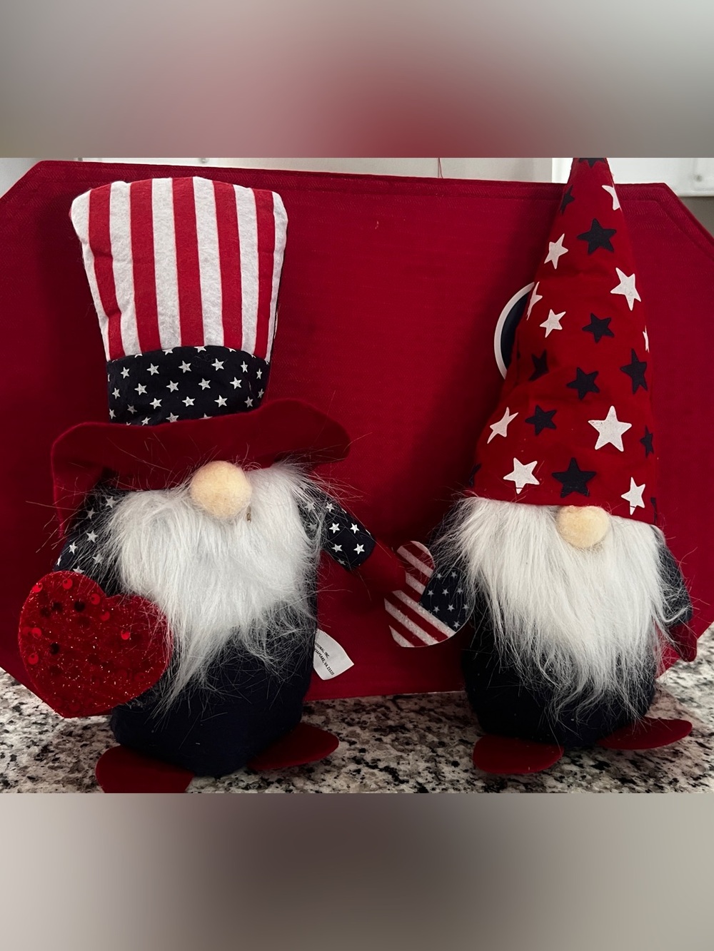 Patriotic Decorative Festive Plush Gnomes. Brand New